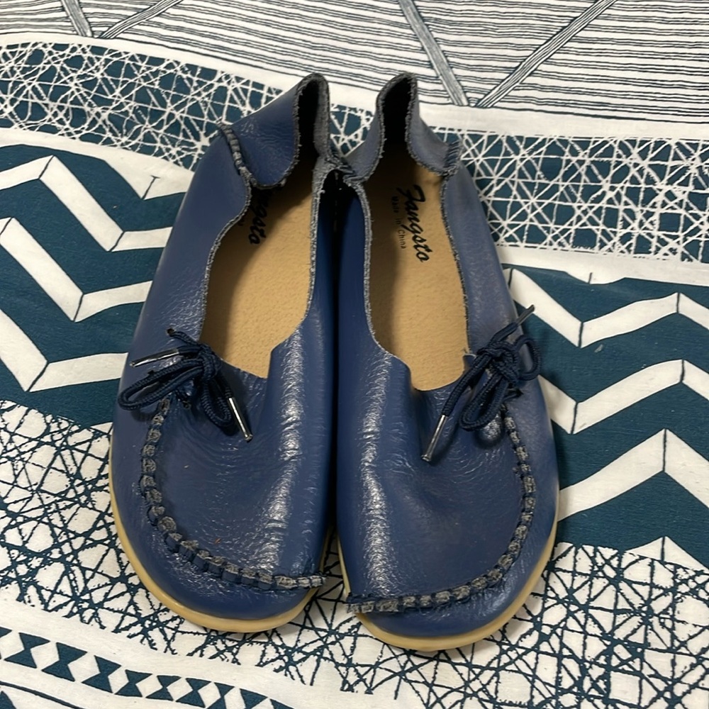 Blue leather loafers size 36 or 5.5/6